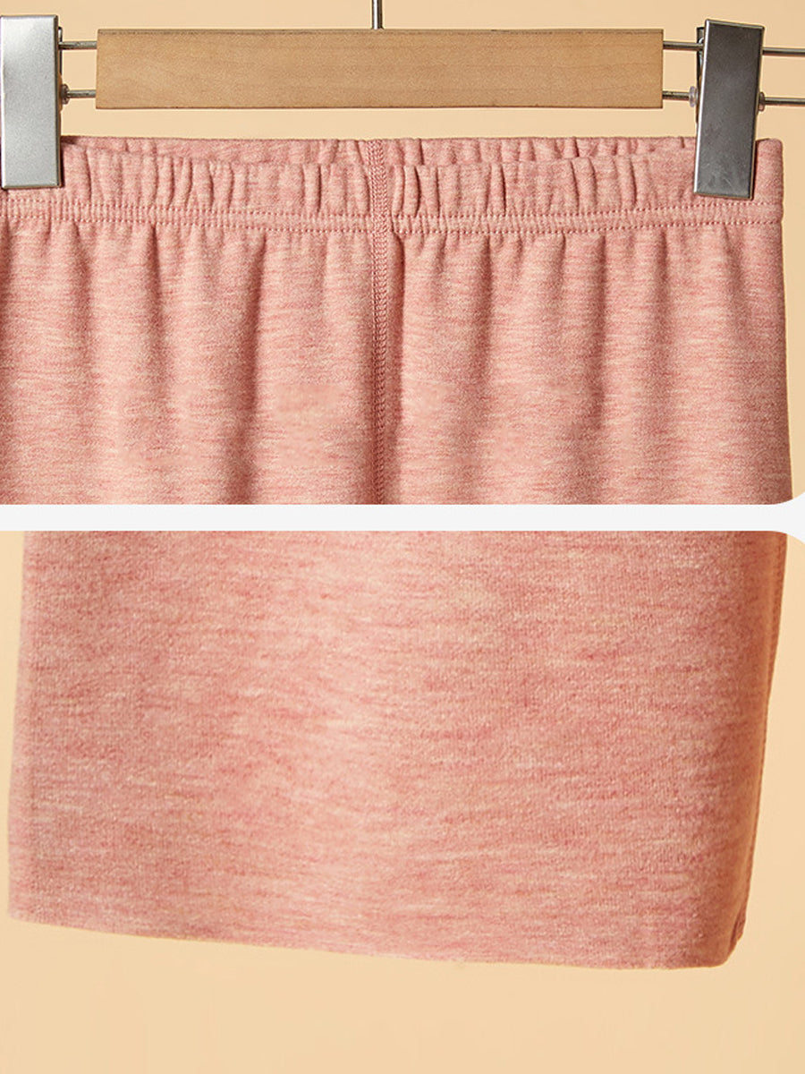 Women Winter Warm Pure Color High-Waist Short Leggings